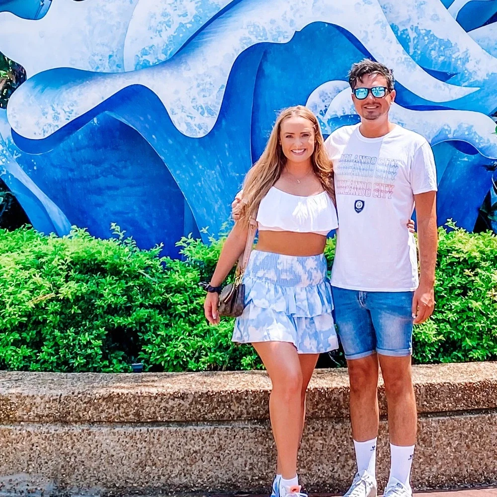 Women's Blue Tie-Dye Ruffle Mini Skirt